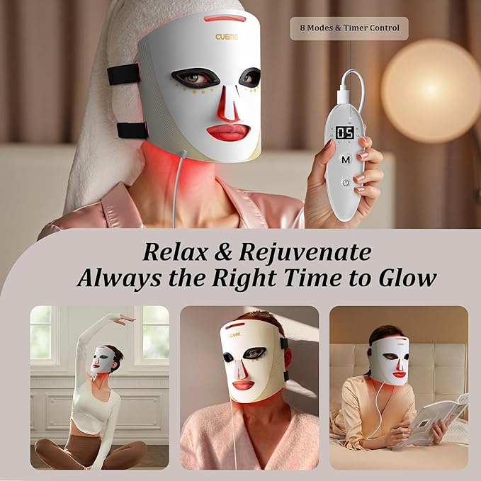CUEME LED Light Therapy Mask, FDA-Cleared Red Light Therapy for Wrinkles, Acne Treatment, and Skin Care, Portable Facial Mask for Women - Mom, Sister, Girlfriend and Wife