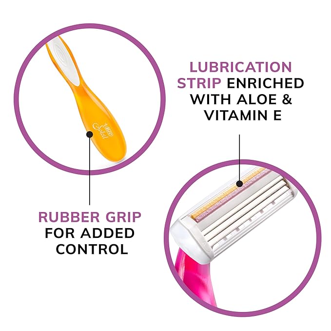 BIC Soleil 3 Colors Women's Disposable with 3 Blade Razors, Aloe Vera and Vitamin E Lubricating Strip for Enhanced Glide, 14 count, Stocking Stuffers for Women (Pack of 12)