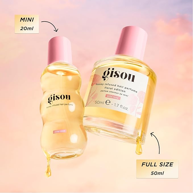 Gisou Honey Infused Hair Perfume, A Delicate Hair Fragrance with Sweet Notes of Honey, Nourishing and Hydrating Hair Shine Spray (1.7 fl oz) (Wild Rose)