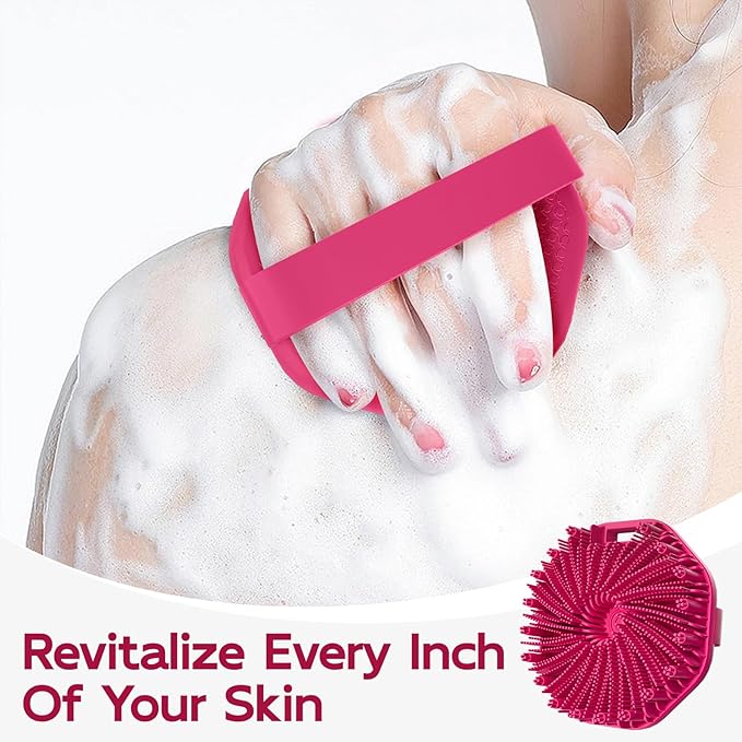 Silicone Body Scrubber, Exfoliating Body Wash Scrubbers Exfoliator, Shower Body Brush for Effective Showering Exfoliation and Gentle Massage (Red)