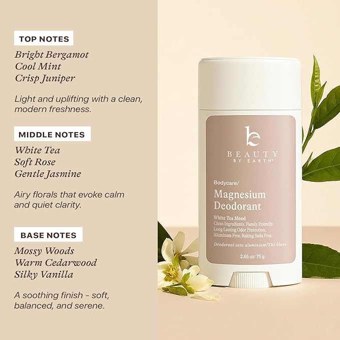 Aluminum Free Deodorant for Women – USA Made Natural Magnesium Deodorant with 55% Organic Ingredients, Baking Soda Free, Long-Lasting All-Day Odor Protection, Non-Irritating for Kids & Sensitive Skin