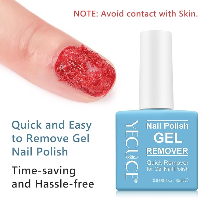 Gel Polish Remover, (3pcs) Gel Nail Polish Remover, No Need for Foil, Quick & Easy Polish Remover In 3-5 Minutes, No Need Soaking Or Wrapping-0.5floz