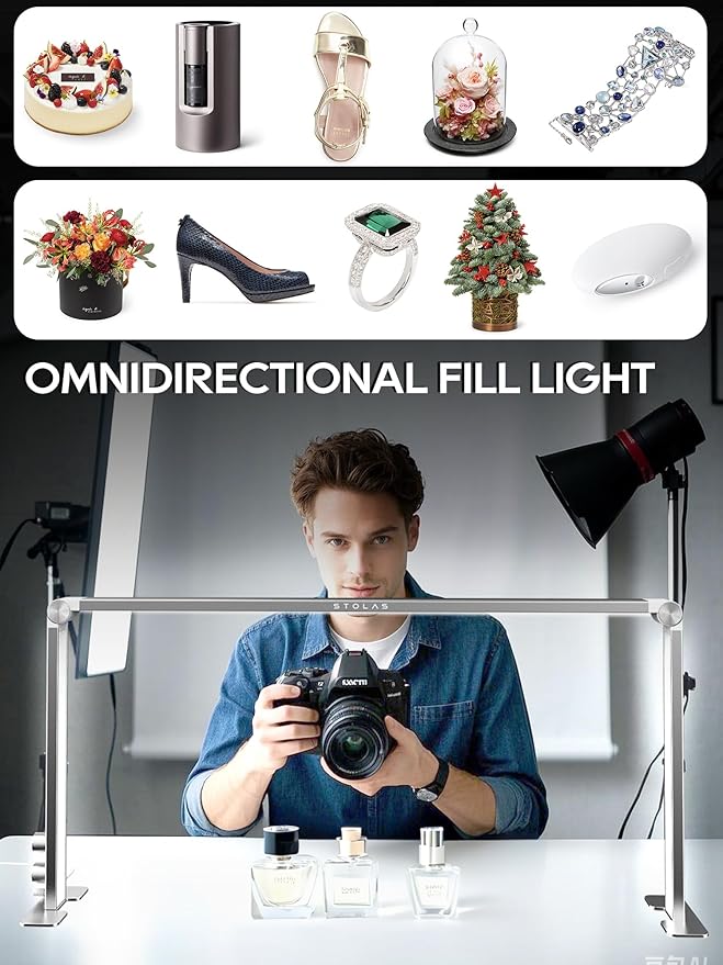 Upgraded Nail Tech Lamp for Desk, 32 in Foldable Large Nail Light with Phone Holder, 3000K-6000K CRI>95 LED Manicure Lamp, Half Moon Light for Lash Eyelash Extension, Tattoo, Eyebrows-Diamond Silver