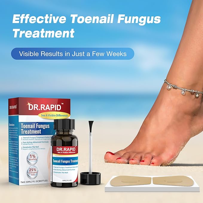 Toenail Fungus Treatment Extra Strength – 30mL Liquid Solution and 20 Fungal Nail Patches for Thick, Brittle or Discolored Nails – Gentle Repair for Damaged Toenails and Fingers–Dual-Action Treatment