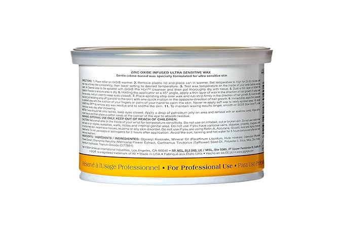 GiGi Zinc Oxide Hair Removal Wax for Ultra-Sensitive Skin, Gentle Formula for Face & Body, Soft Wax for Delicate Skin, 13 oz, 1 Pack