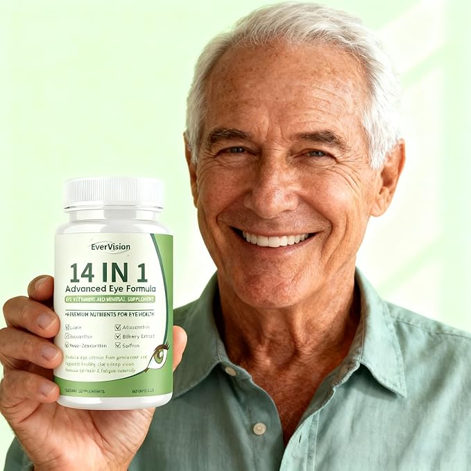 14 in 1 Advanced Eye Formula, Eye Vitamin and Mineral Supplement with Zinc, Lutein, Zeaxanthin & Bilberry Extract, 60ct