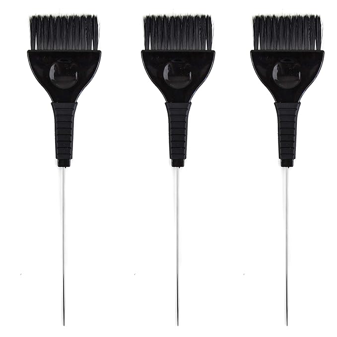 Pintail Hair Dye Brushes - 3 Tint Brushes for Hair Color - Pin Tail for Precise Sectioning - Hair Dye Brush Applicator - Color Brushes for Hair Salon (Black)
