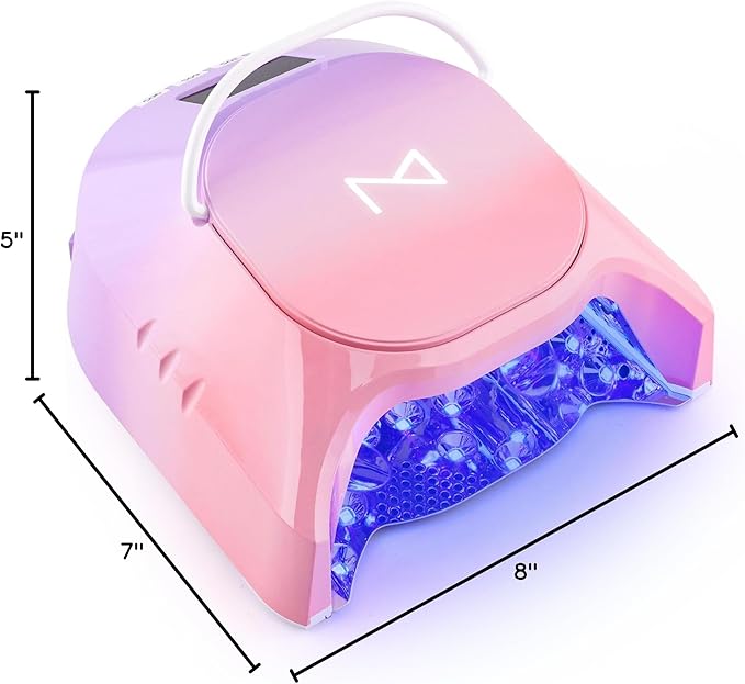 M - GlowPro Professional Hybrid 86W Wireless Rechargeable UV LED Nail Curing Lamp Cordless Nail Dryer for Gel Nails, Manicure, Pedicure (Ombre Purple)