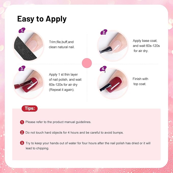 Glitter Nail Polish Set, 10 Color With 2PCS Base and Top Coat Nail Polish