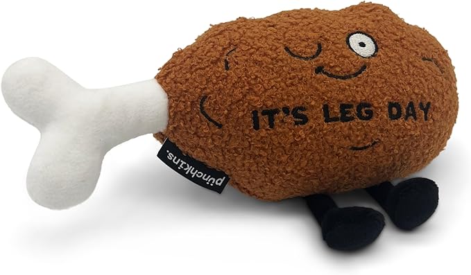 Punchkins Chicken Leg Plushie - 'It's Leg Day' Funny Plush, Gift for Humor Lovers, Cute Plush Toy for Gifting