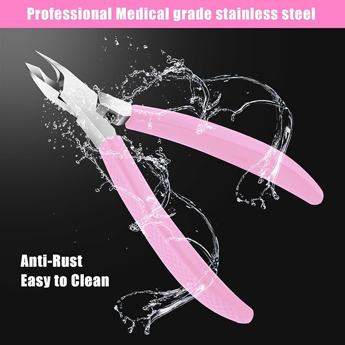 Diesisa Cuticle Trimmer - Jaw Extremely Sharp - Cuticle Clippers for Nails with Silicone handle - Non-Slip - Professional Cuticle Cutter, Dead Skin Remover Stainless Cuticle Remover Tool-Pink