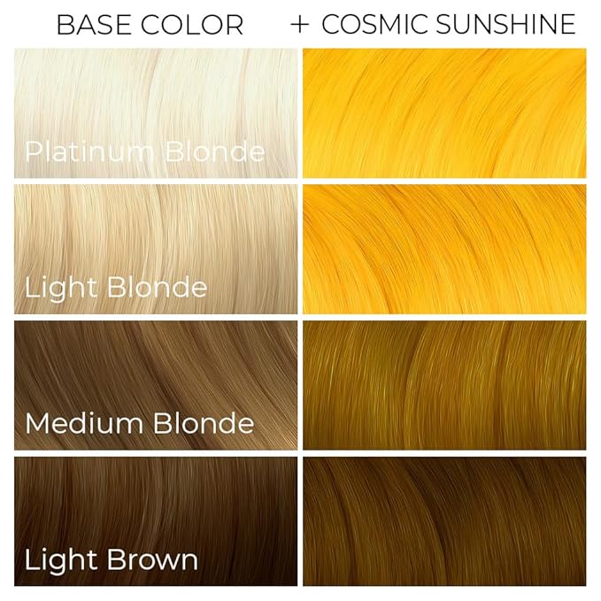 Arctic Fox Semi-Permanent Hair Dye, Vegan & Cruelty-Free, Vibrant Yellow Color, Ammonia-Free, Peroxide-Free, Conditioning Formula, For All Hair Types, Cosmic Sunshine, 4 Fl Oz (Pack of 2)