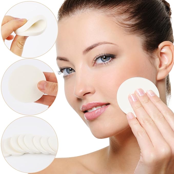 50Pcs White Makeup Sponge Cosmetic Sponge Round Foam Pad Beauty Makeup Eye Face Foundation Powders Blender for All Skin Types, Wet and Dry Dual Use