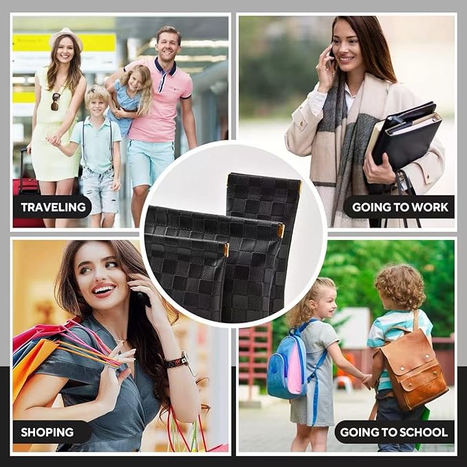 3PCS Small Makeup Bag for Purse,Waterproof Leather Portable Mini Makeup Bag,Snap Closure Organizer Pouch for Coin Cards Jewelry Lipstick Cosmetic Accessories,Small Travel Kit Storage Pouch