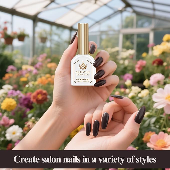 Artdone Gel Nail Polish Hema-free Solid Color Ebony Color For All Seasons Neutral Soak Off LED Lamp Needed For Manicure Nail Art