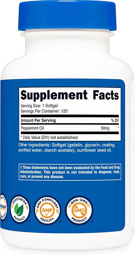 Nutricost Peppermint Oil Softgels (120 SFG) (50 MG) - Gluten Free, Third Party Tested and GMO Free