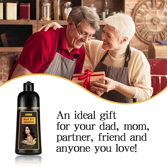 Hair Dye Shampoo 3 in 1, Black Hair Dye, Hair Color for Gray Hair Coverage, Shampoo for Color Treated Hair, Easy at Home Application for Men & Women 16.9 Fl Oz (Black)