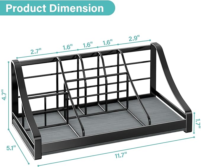 Toothbrush Holder Instant-Dry Organizer - Bathroom Countertop Organizer Kids Electric Toothbrush Toothpaste Holders - 7 Slots Bathroom Sink Accessories Storage Tooth Brush Counter Organization, Black