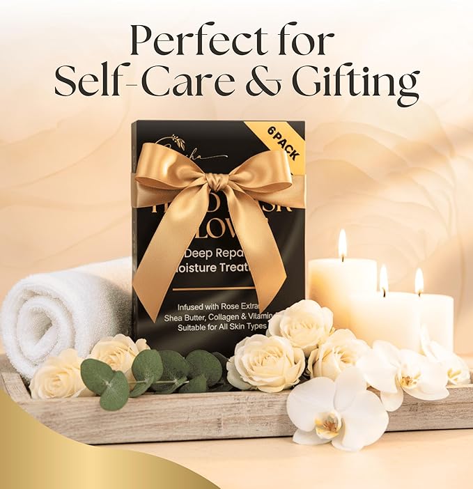 Epocha Hand Mask for Dry Cracked Hands Pack of 6 Pairs – Peeling Treatment with Shea Butter to Remove Dead Skin | Hand Moisturizing Gloves for Skin Relief, Soft and Smooth Hands