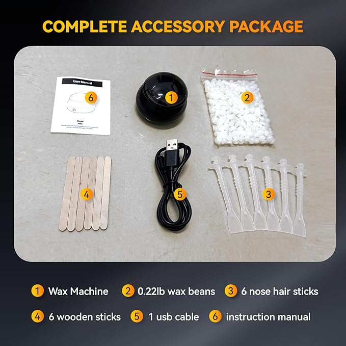Nose Wax Kit Men, Nose Ear Hair Waxing Kit with 100g Nose Wax, Painless Nose Ear Hair Removal Kit, Smart Constant Temp, USB Fast Heat, Upgraded Capacity, Multi-Accessories