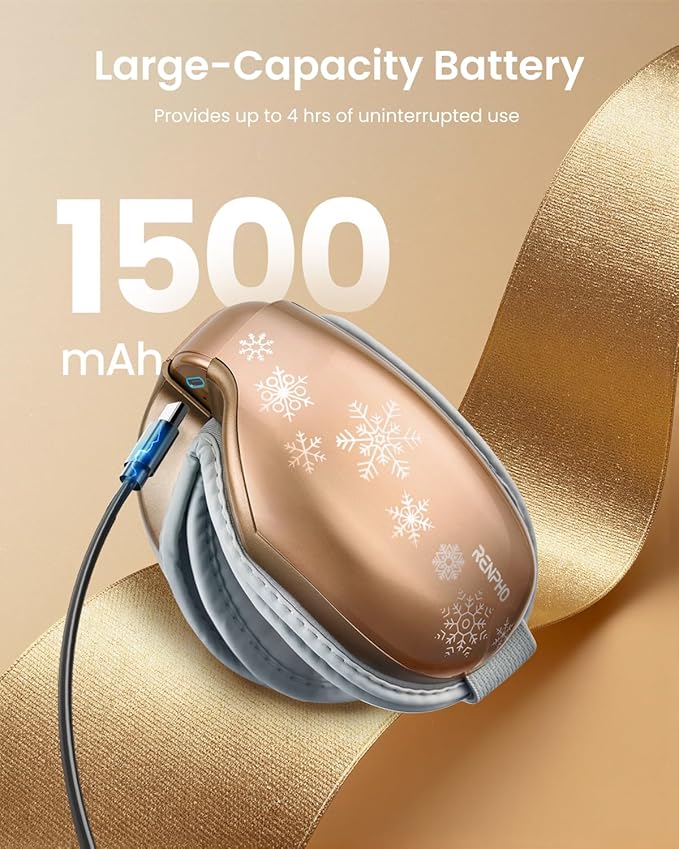 RENPHO Eyeris 1 Eye Massager with Heat, Christmas Birthday Gifts for Women Men Mom Dad Her Him, Eye Mask for Migraine, Smart Sleep Mask for Dry Eyes Relax, Reduce Strain