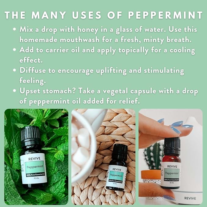 Peppermint Essential Oil 120mL by Revive Essential Oils - 100% Pure Therapeutic Grade, for Diffuser, Humidifier, Massage, Aromatherapy, Skin & Hair Care