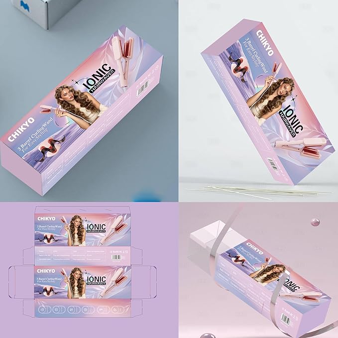 Curling Iron Hair Crimper Waver - CHIKYO 3 Barrel Rovy Wave Curling Iron, 1.25 Inch Ionic Beach Waves Curling Wand, Deep Waver Hair Curler Hot Tool with Ceramic for Women, Dual Voltage, Easy to Use