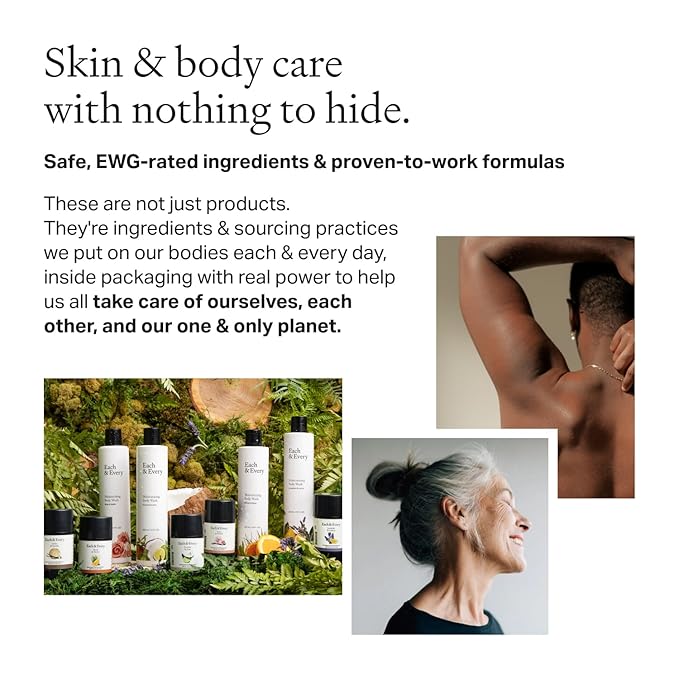 Each & Every All Natural Deodorant for Women & Men - Sensitive Skin, Vegan, Baking Soda & Aluminum-Free Deodorant - Clean Long Lasting Odor Control - Multiple Scents, Natural Fragrance (0.5oz, 2pk)