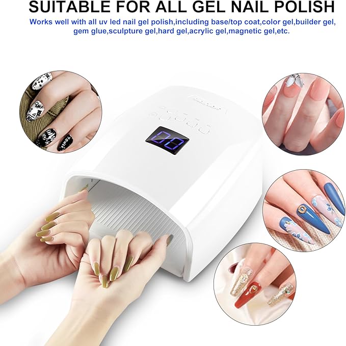 66W UV LED Nail Lamp, Professional Rechargeable Cordless UV Light for Gel Nails,5 Timer Settings Gel Nail Light, Nail Dryer Nail Art Manicure Tools for Home and Salon