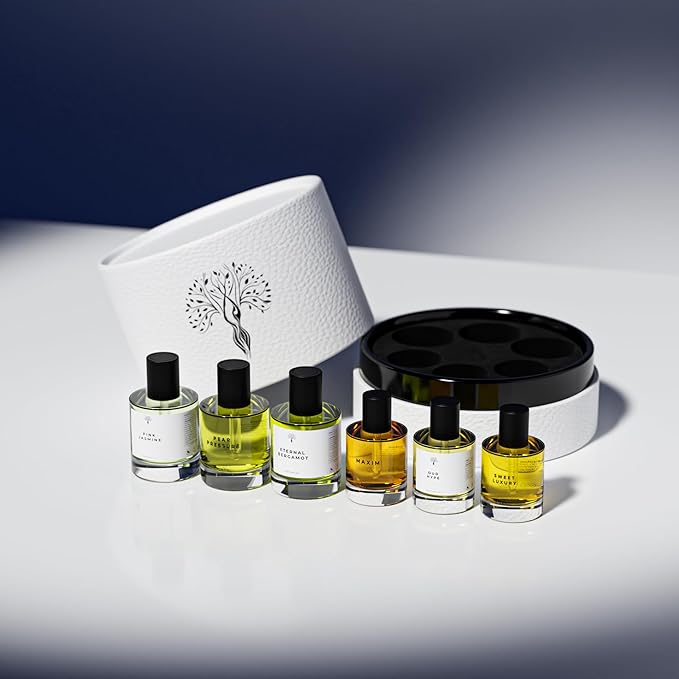 Eternal perfume oils Gift Set | 6 Pcs Exquisite Scents Inspired by Iconic Fragrances | Long-Lasting - Perfume Oils for Women & Men (Sweet Luxury, Pear Pressure, Maxim, Oud, Bergamot, Pink Jasmine)