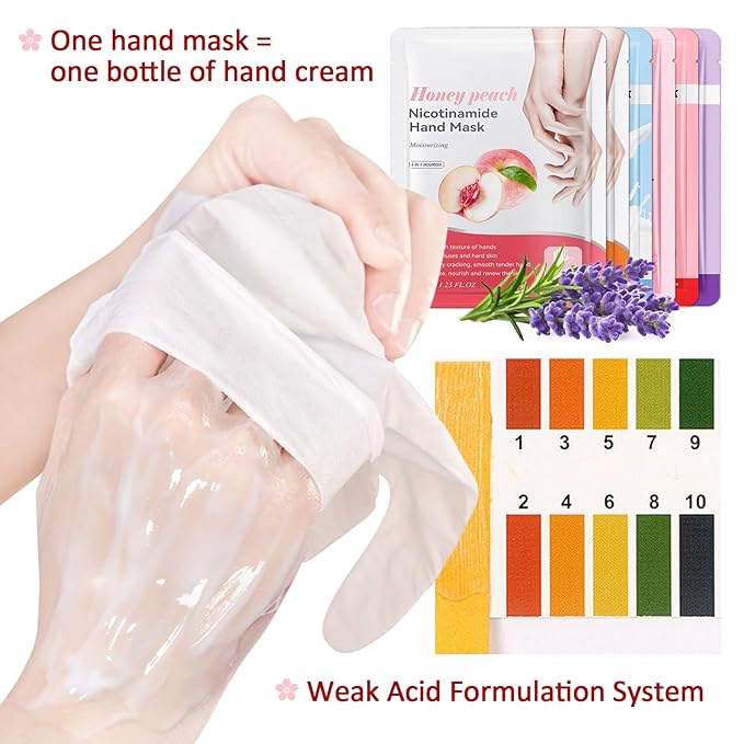 Hand Masks Moisturizing Gloves,6 Pairs Hydrating Hand Peel Masks Gift Set for Dry Cracked Hands Care,Long-lasting and Non-greasy Hand Moisturizer Gloves for Women P