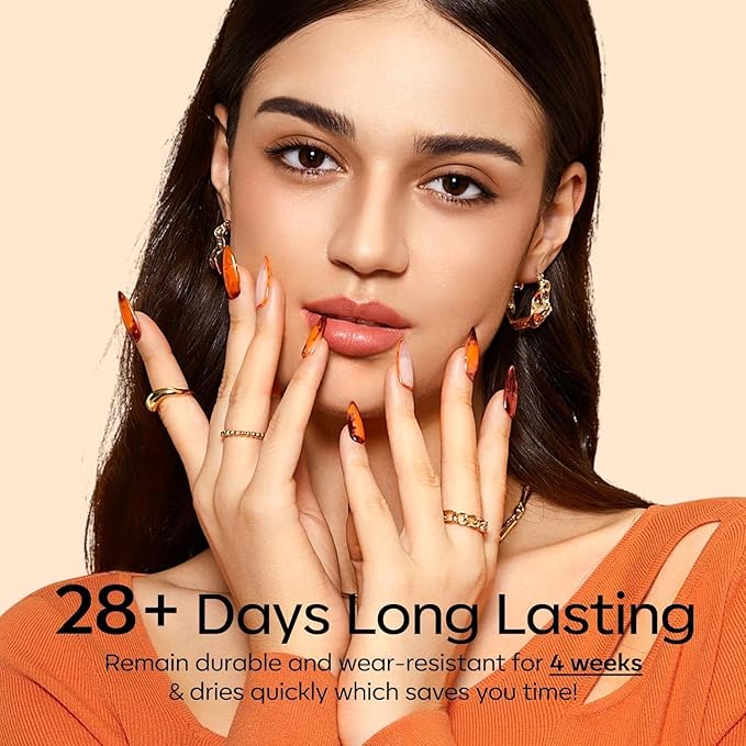 modelones Fall Gel Nail Polish Bright Orange Polish Neon Polish, Soak OFF UV LED Gel Nail Polish Manicure Autumn Nail Art DIY Salon 15 ML