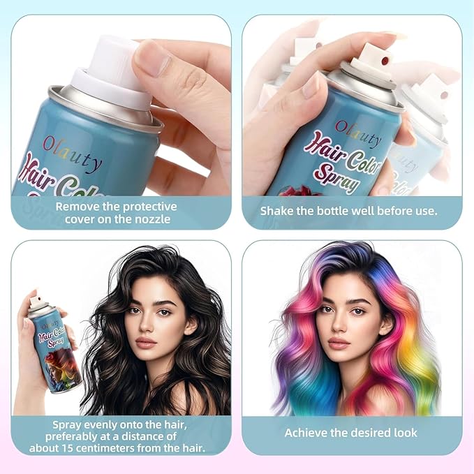 Purple Hair Spray, Hair Color Spray for Women and Kids, Washable Purple Hair Dye, One-Time Use, Non-Sticky Root Touch Up, Natural Hair Color Wax for Party, Cosplay, Halloween, Christmas (purple)