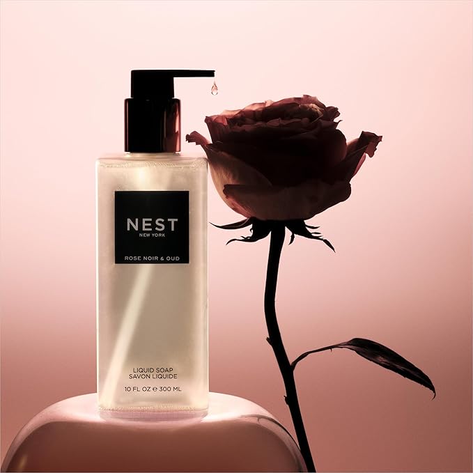 NEST New York Liquid Soap, Rose Noir & Oud - 10 fl oz - Cleanses & Nourishes Skin - Approx. 300 Pumps Per Bottle - Gluten Free & Cruelty Free