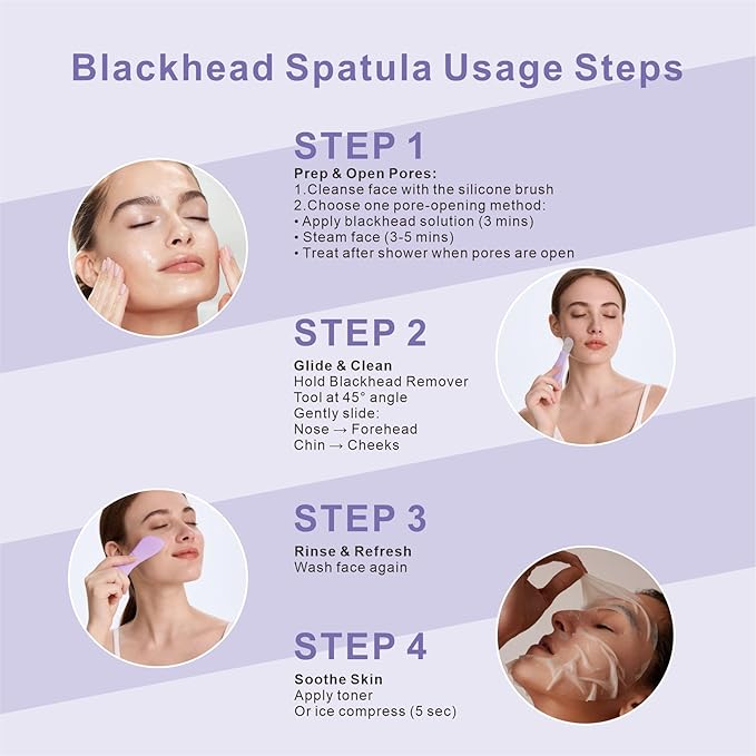 Blackhead Remover & Silicone Face Scrubber,Face Spatula,Facial Cleansing Brush, Pore Brush, Face Scrubber Exfoliator for Facial Deep Cleansing (Purple)