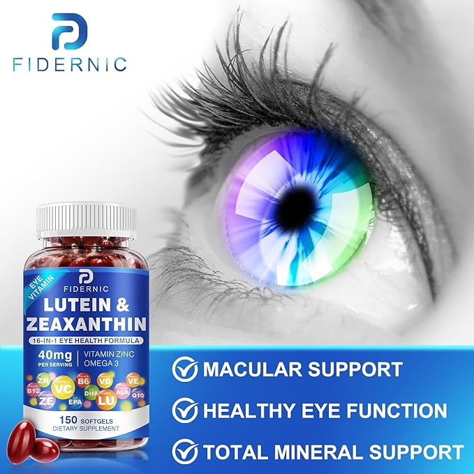 Lutein and Zeaxanthin Supplement - Eye Vitamins, 40 mg Lutein & 8 mg Zeaxanthin with Vitamins C, E, Zinc, Omega-3 & CoQ10 for Blue Light Protection, Eye Health Support, Eyebright - 150 Softgels