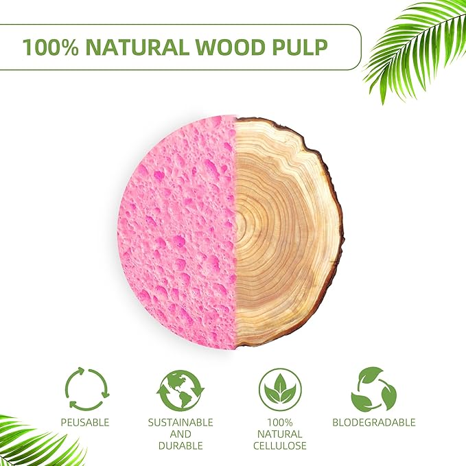 120-Count Compressed Facial Sponges|Kickleen 100% Natural Cellulose Cosmetic Spa Sponges for Daily Facial Cleansing|Makeup And Mask Removal|Exfoliating|Skin Massage|Pore Exfoliation (120 Count (Pink))