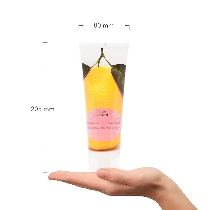 100% PURE Pink Grapefruit Shower Gel Natural Foaming & Hydrating Body Wash - Deeply Moisturizing Gentle Soap Cleanser for All Skin Types, Even Sensitive - Gluten-Free - 8 Fl Oz