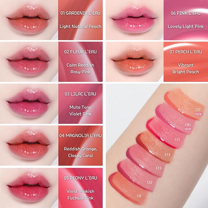 BBIA LโEAU Tint โ Glossy & Glow Lip Stain, Watery Lip Tint, Non-Sticky, High Shine Finish, Long-lasting, Moisturizing, Lightweight, Natural, Daily Use, Vegan, Korean Lip Makeup (06 PINK L'EAU - MINI)