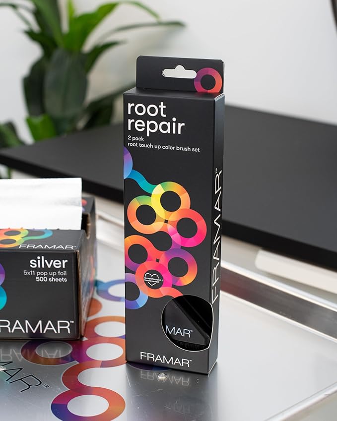 Framar Root Repair Hair Color Brush Set - Hair Dye Brush Kit, Hair Coloring Brushes For Hair Stylist, Tint Brushes for Hair Color, Extra Control Near Scalp - 2 Pack Black