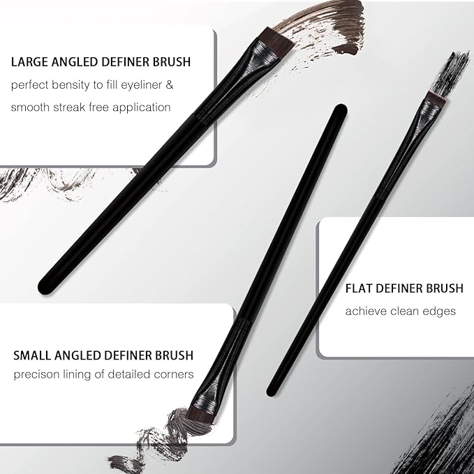 Eyeliner Brush Brow Tint Brushes Eyebrow Brushes Set Fine Angled Point Angled Slanted Tinting Ultra Thin Flat Makeup Premium Eyebrow Precision Gel Professional Soft Synthetic Hairs