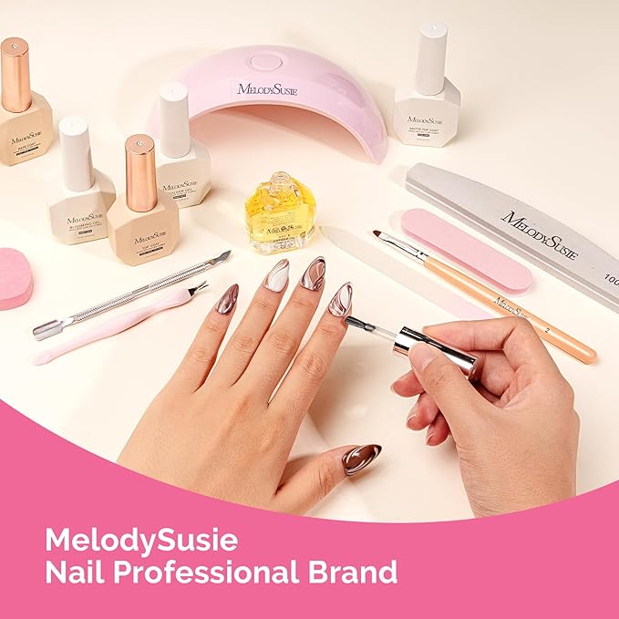 MelodySusie Hema Free Top Coat Base Coat Blooming Gel Set Long Lasting Shine Finish Soak Off UV LED Nail Lamp Nail Art Design Manicure Kit Perfect Gifts for Women Girls 3 Pcs 15ml Clear