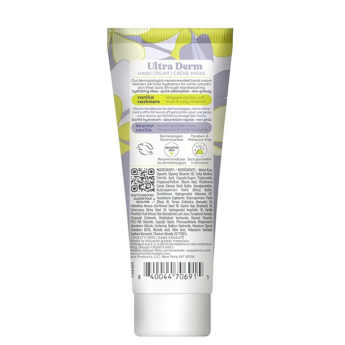 eos Shea Better Hand Cream - Vanilla Cashmere Hand Lotion | Instant Hydration + Lasting Protection | 2.5 oz