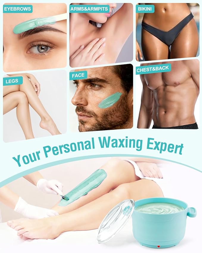 Silicone Wax Warmer for Hair Removal, Foldable Hot Wax Melter Machine for Hard and Soft Wax Beads, 18.6oz Electric Waxing Kit Silicone Heater Pot for Full Body, Legs, Face, Eyebrows & Bikini