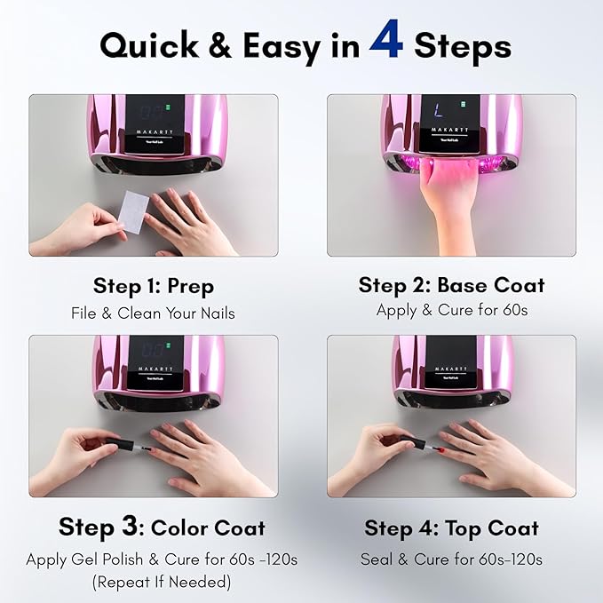 Makartt UV LED Nail Lamp with Handle for Gel Polish – Fast Curing UV Light Nail Dryer with 42 Beads 4 Timers Cordless Rechargeable Lamp LCD Touchscreen & Smart Sensor(Gradient Purple)