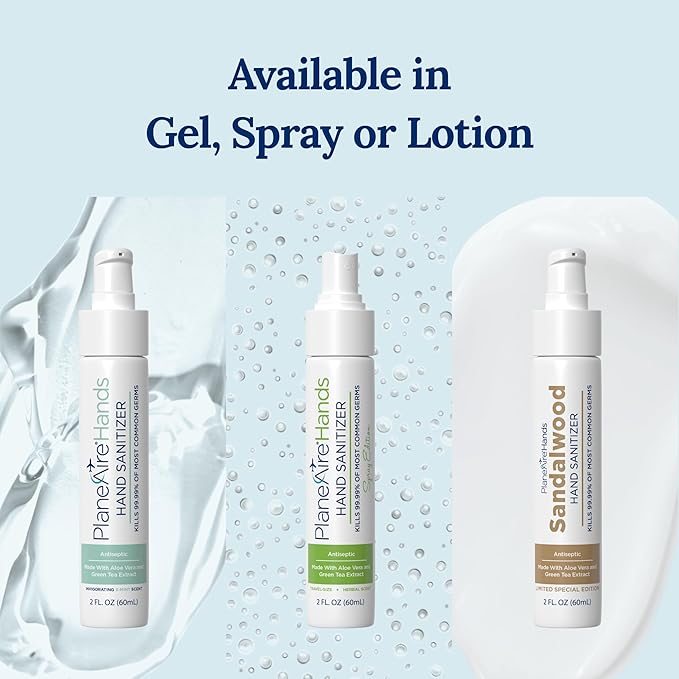 PlaneAire Sandalwood Lotion Hand Sanitizer | Travel Essential | TSA-Approved | Moisturizing Hand Lotion | Plant-Based and Vegan | Made with Essential Oils | Travel Size | 6-Pack