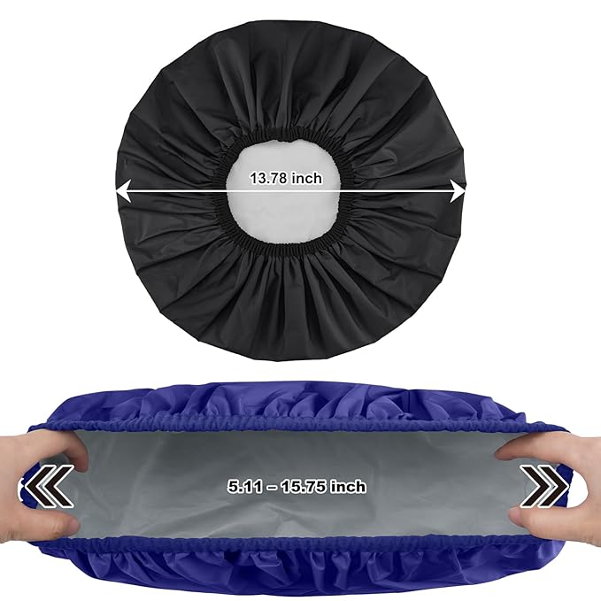 2 Pack Shower Caps for Women, Reusable Waterproof Shower Cap with Elastic Band, Thickened Waterproof Fabric Shower Bonnet for Braids, Long Hair (Black and Blue)