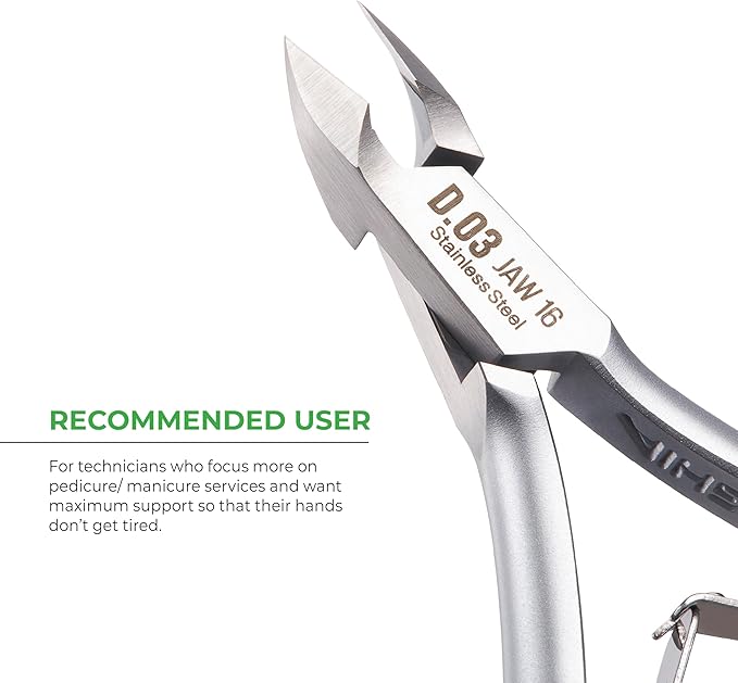 NGHIA Cuticle Nipper - D-03 JAW 16 | Stainless Steel | Durable and Sharp | Ergonomic Design | Grey Plated | Ideal for Salons and Home Use
