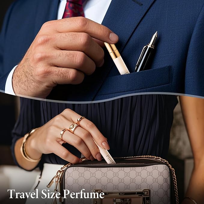 Pheromones Perfumes for Women, Long Lasting 4-pack Perfume Set, Amber Vanilla, Saffron Amber, Woody Citrus, Spicy Sandalwood, 1.64fl. Advanced Travel Cologne Spray for Men & Women