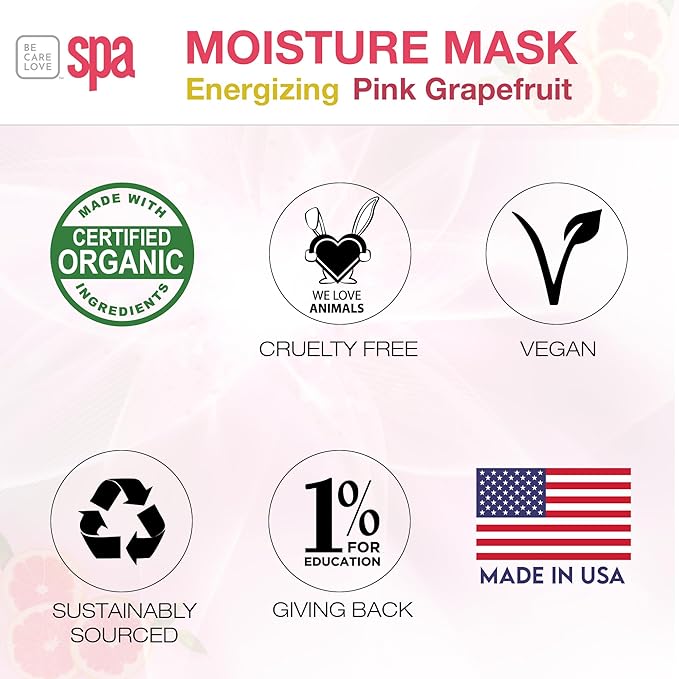 BCL SPA Organic Pink Grapefruit moisture mask for hands, foot mask, and body mask skin care spa treatment for women at home or professional spa with argan oil, olive oil, aloe vera, and kelp 16 fl oz